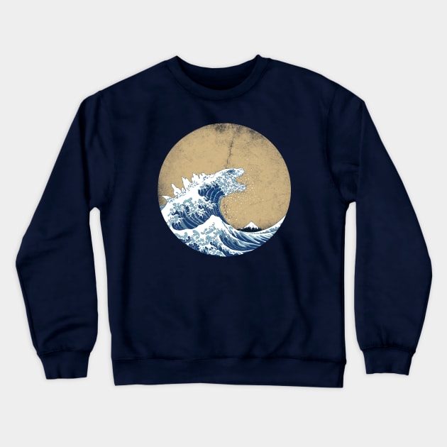 Hokusai Kaiju - Vintage version Crewneck Sweatshirt by Mdk7